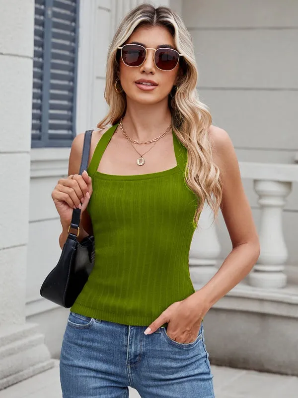 Women’s Open Back Knitwear Halter Top