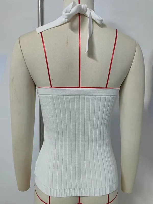 Women’s Open Back Knitwear Halter Top