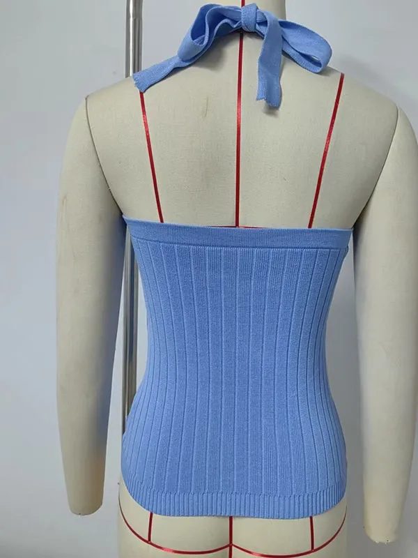 Women’s Open Back Knitwear Halter Top