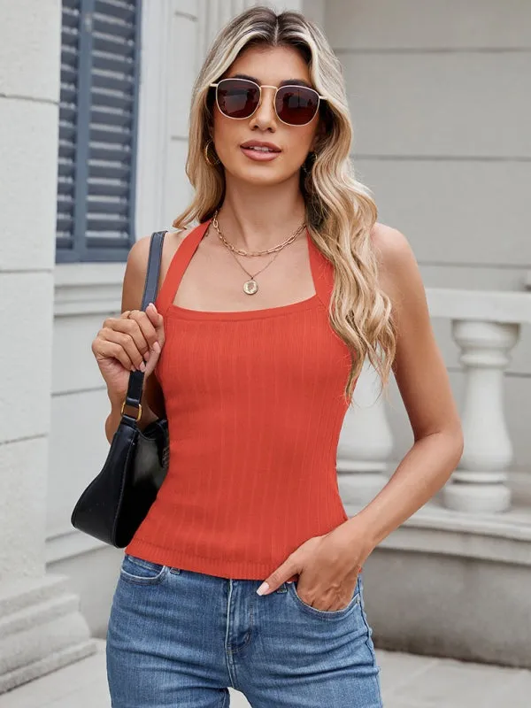 Women’s Open Back Knitwear Halter Top