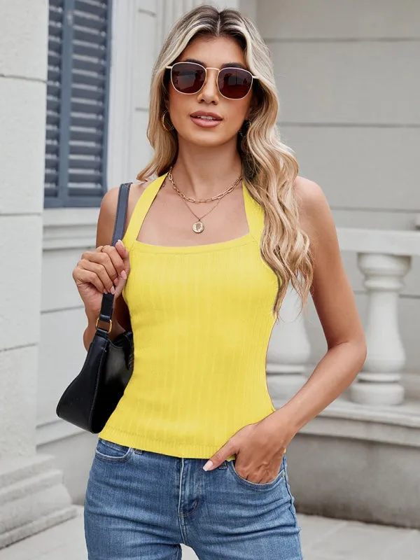 Women’s Open Back Knitwear Halter Top