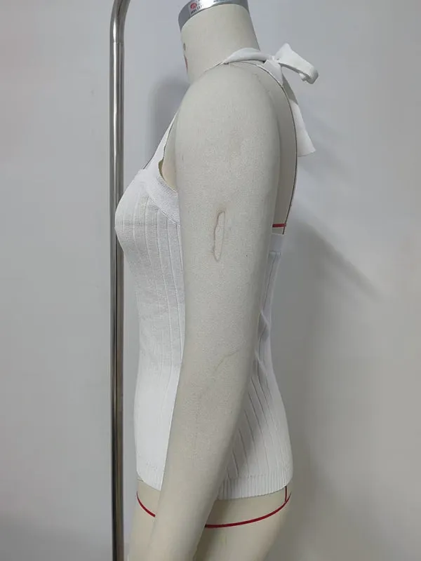 Women’s Open Back Knitwear Halter Top