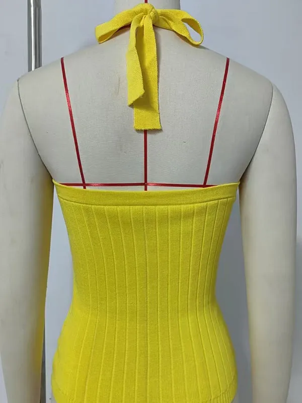 Women’s Open Back Knitwear Halter Top