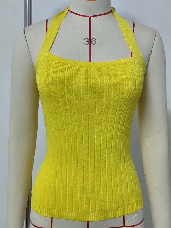 Women’s Open Back Knitwear Halter Top