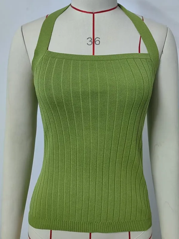 Women’s Open Back Knitwear Halter Top