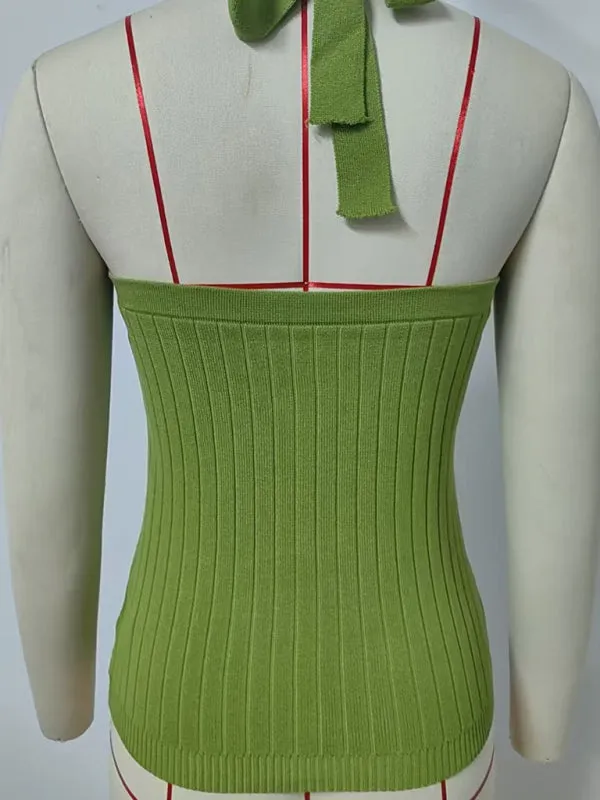 Women’s Open Back Knitwear Halter Top