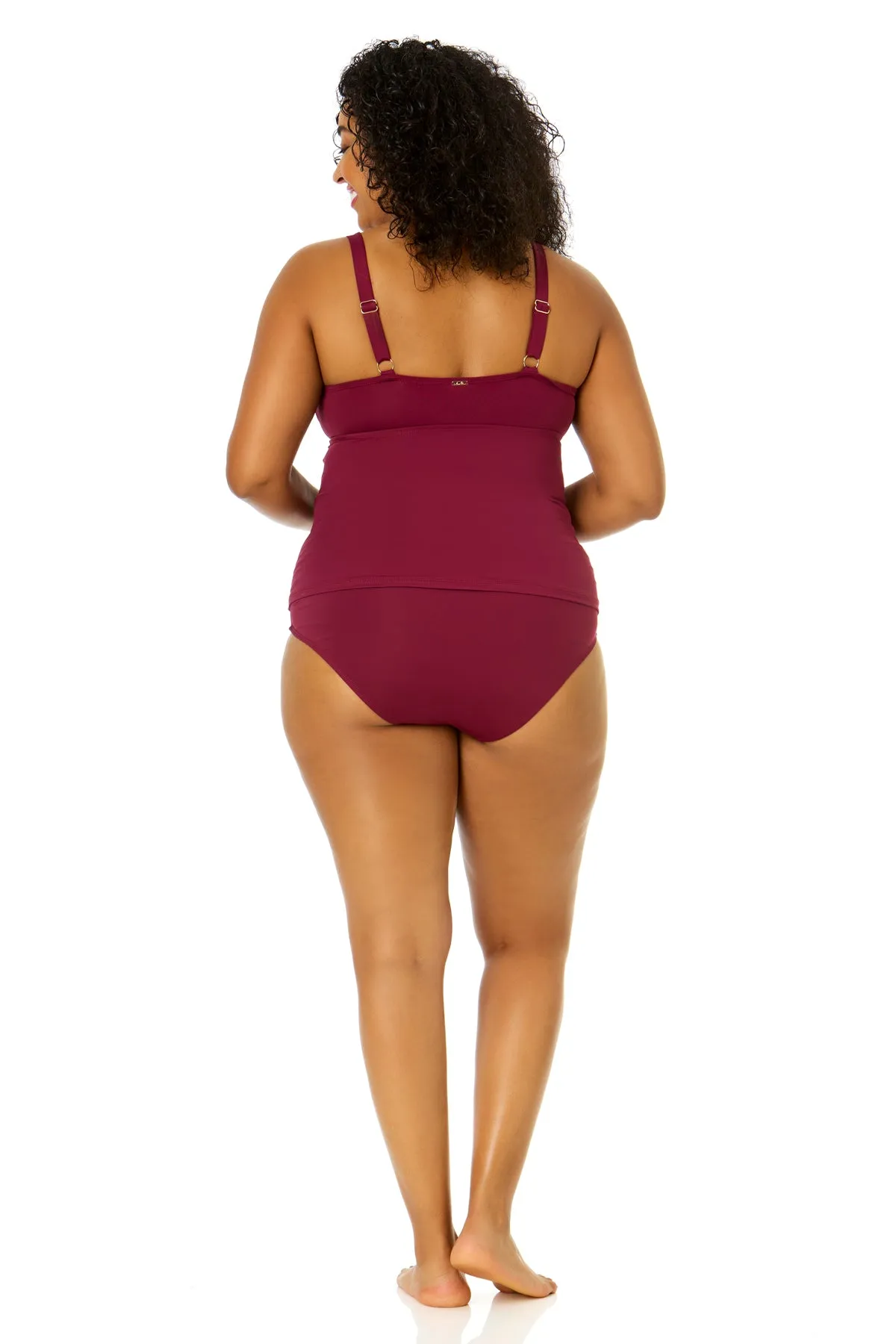 Women's Plus Size Live In Color Twist Front Underwire Tankini Swim Top