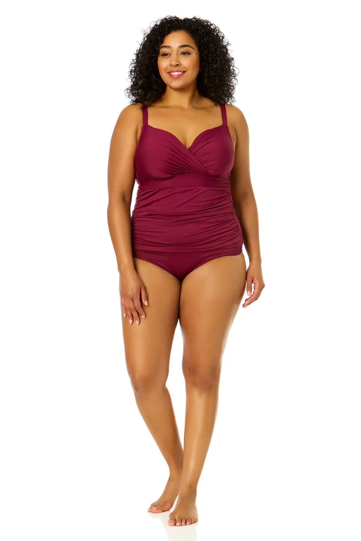 Women's Plus Size Live In Color Twist Front Underwire Tankini Swim Top