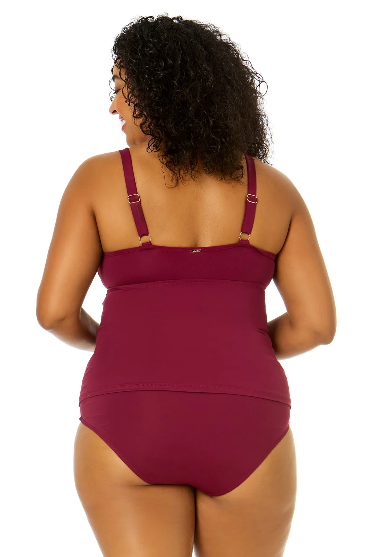Women's Plus Size Live In Color Twist Front Underwire Tankini Swim Top
