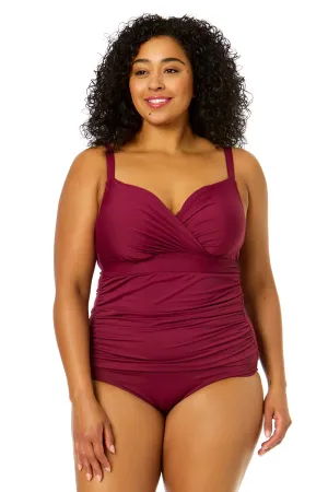 Women's Plus Size Live In Color Twist Front Underwire Tankini Swim Top