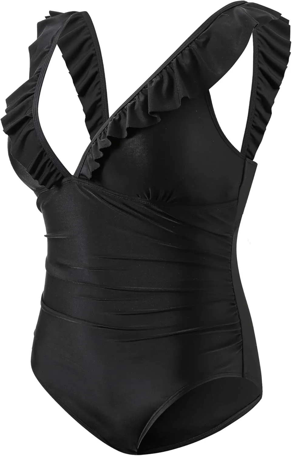 Women's Plus Size One Piece Swimsuit Tummy Control Sexy Bathing Suits for Curvy Women Black Swimwear