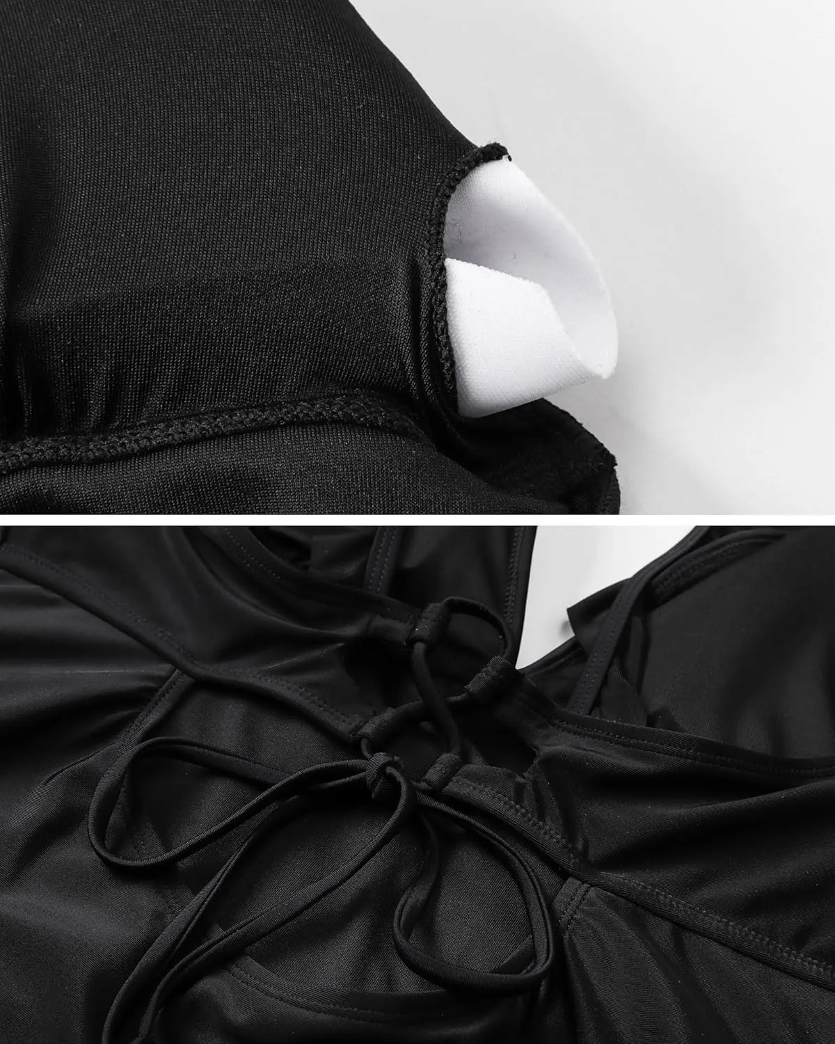 Women's Plus Size One Piece Swimsuit Tummy Control Sexy Bathing Suits for Curvy Women Black Swimwear