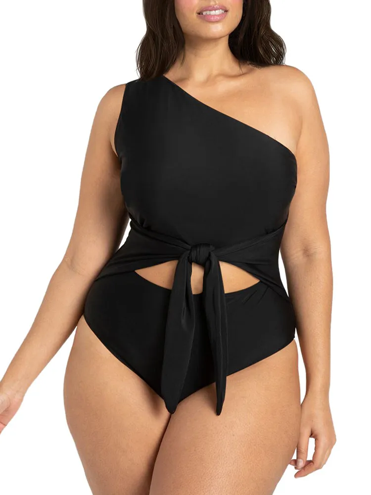 Women's Plus Size One Shoulder One Piece Swimsuit Cut Out Swimwear Bathing Suits