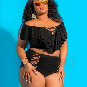 Women's Plus Size Ruffle Bikini Set