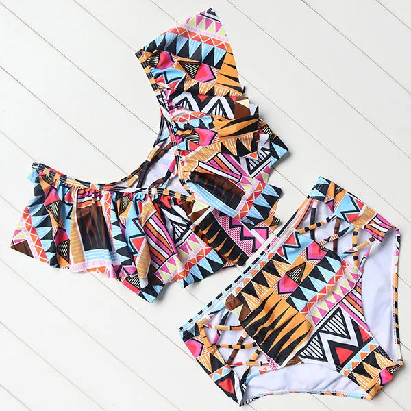 Women's Plus Size Ruffle Bikini Set