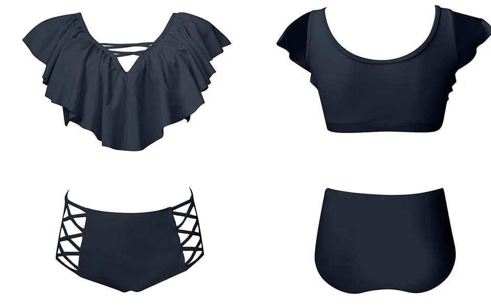 Women's Plus Size Ruffle Bikini Set