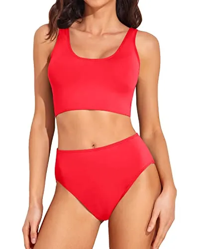 Women's Removable Padded Push-up Bra High Waist Bikini Bottom