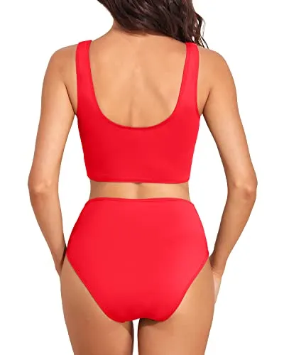 Women's Removable Padded Push-up Bra High Waist Bikini Bottom