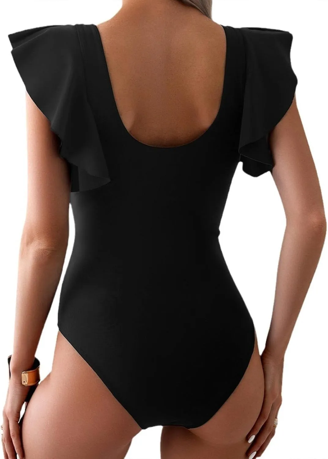 Womens Sexy One Piece Swimsuits Tummy Control Bathing Suits Backless High Waisted Wrap Tie Back Plus Size Swimsuits