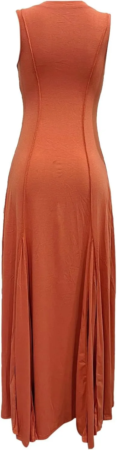 Womens Solid Round Neck Long Sleeved Patchwork Long Skirt Is Fashionable and Comfortable Cute Short Dresses