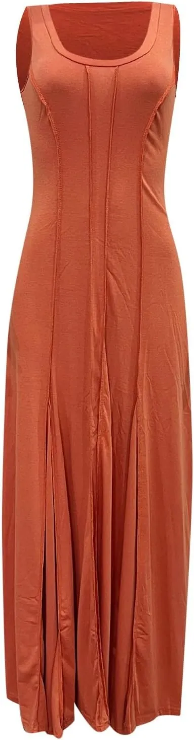 Womens Solid Round Neck Long Sleeved Patchwork Long Skirt Is Fashionable and Comfortable Cute Short Dresses