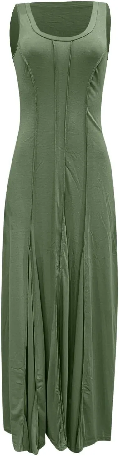 Womens Solid Round Neck Long Sleeved Patchwork Long Skirt Is Fashionable and Comfortable Cute Short Dresses