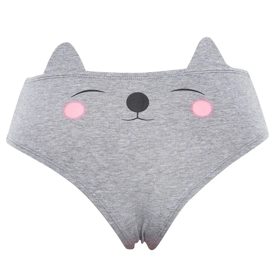 Women's Spring Cotton Mid-Waist Cartoon Panties