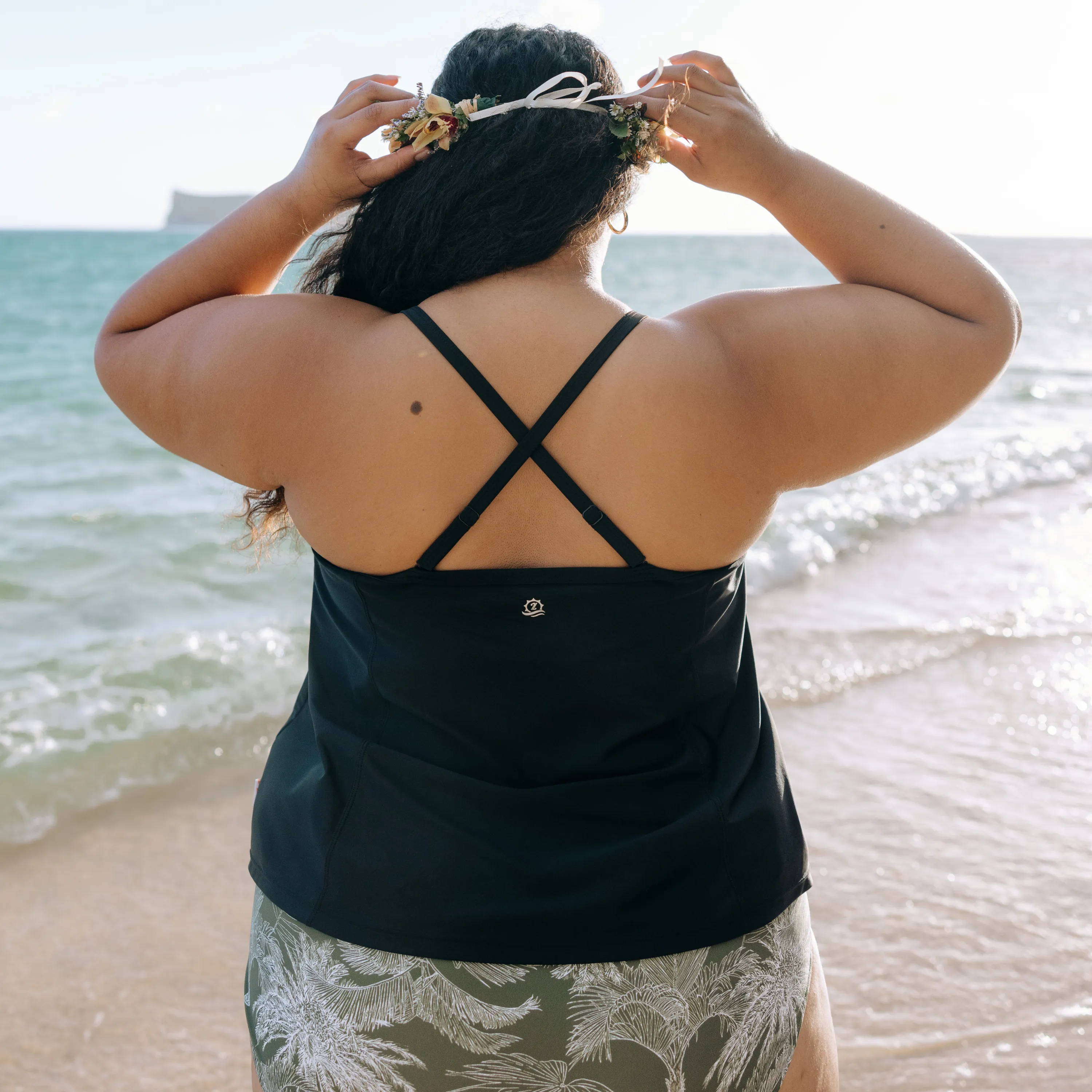 Women’s Strappy A-Line Tankini Top | “Black”
