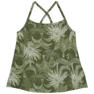 Women’s Strappy A-Line Tankini Top | “Hawaiian Rainforest”