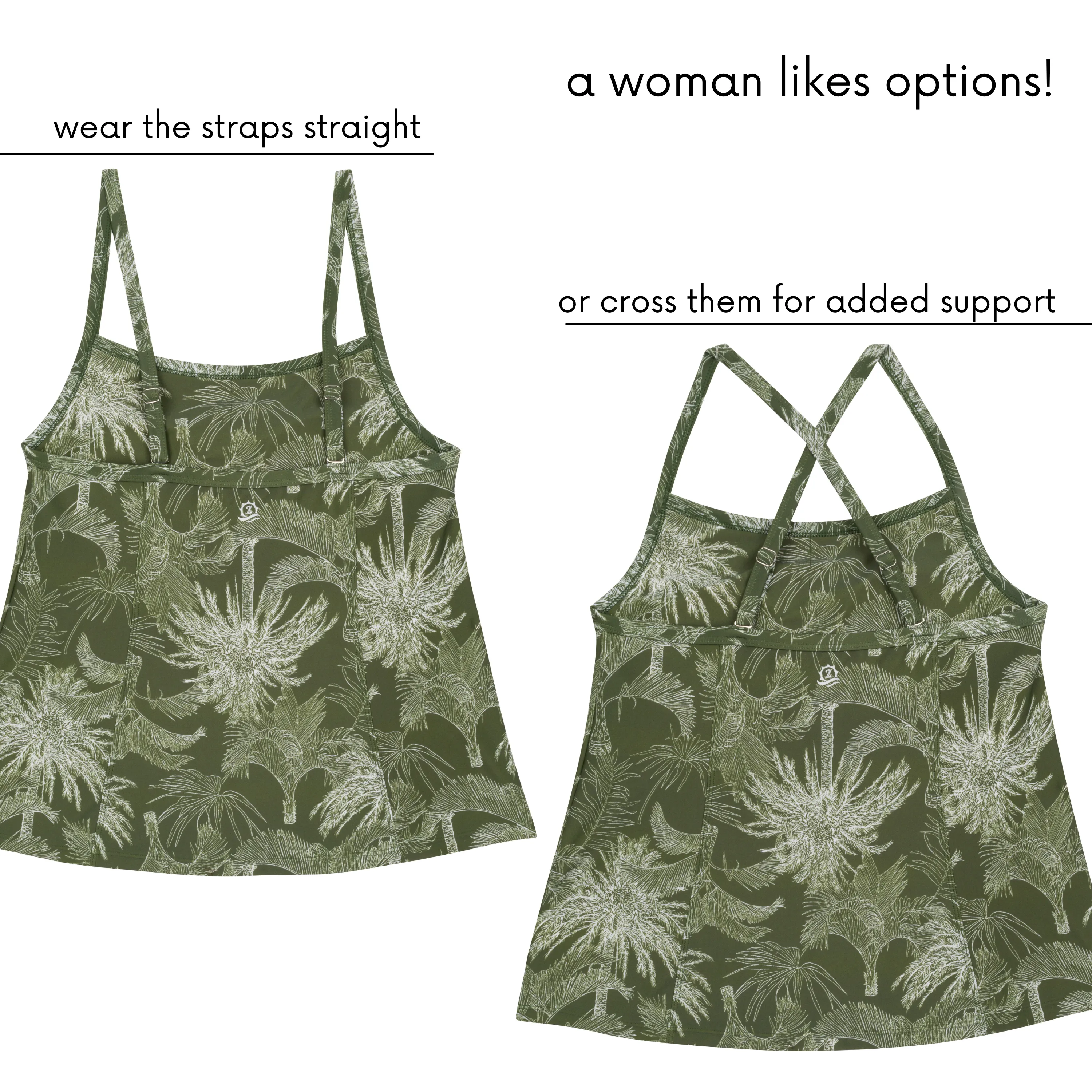 Women’s Strappy A-Line Tankini Top | “Hawaiian Rainforest”