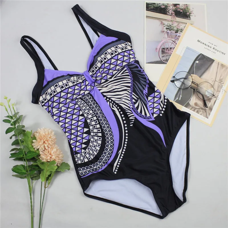 Women's Summer One-Piece Push-Up Lycra Swimsuit With Print