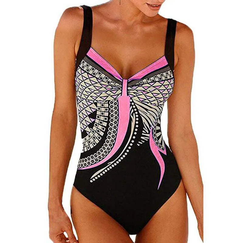 Women's Summer One-Piece Push-Up Lycra Swimsuit With Print