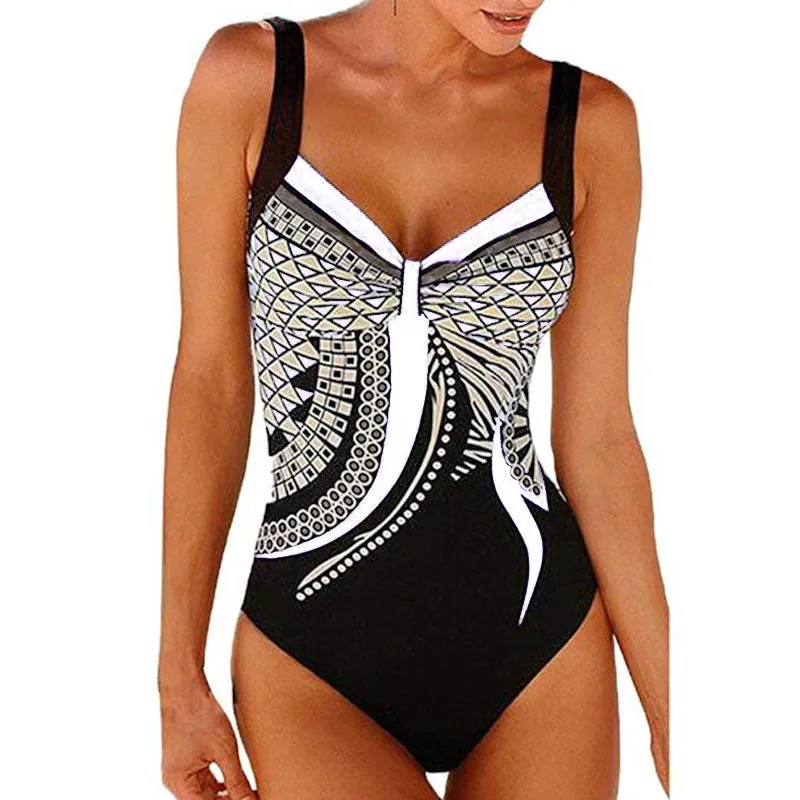 Women's Summer One-Piece Push-Up Lycra Swimsuit With Print