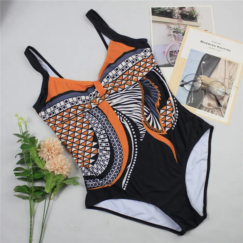 Women's Summer One-Piece Push-Up Lycra Swimsuit With Print
