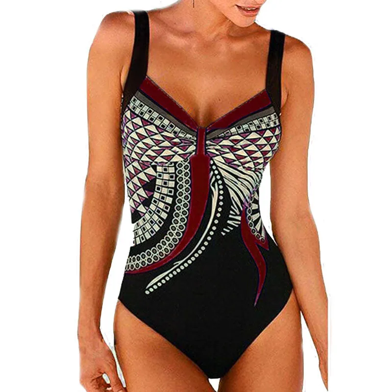 Women's Summer One-Piece Push-Up Lycra Swimsuit With Print