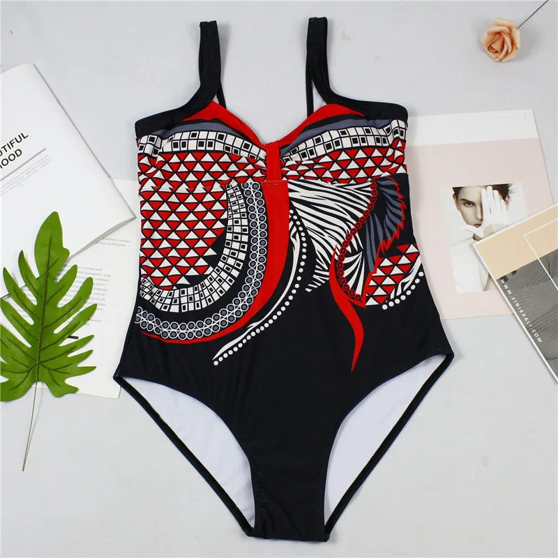 Women's Summer One-Piece Push-Up Lycra Swimsuit With Print