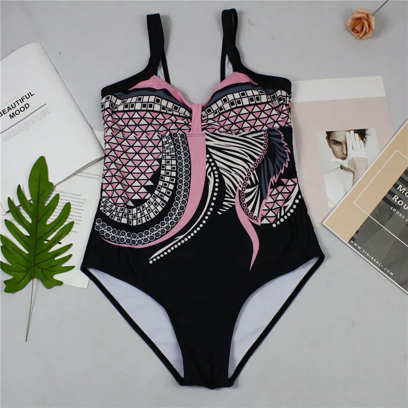 Women's Summer One-Piece Push-Up Lycra Swimsuit With Print