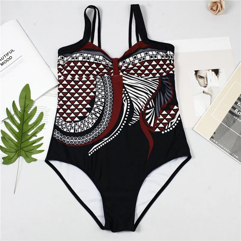 Women's Summer One-Piece Push-Up Lycra Swimsuit With Print