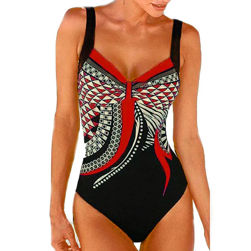 Women's Summer One-Piece Push-Up Lycra Swimsuit With Print