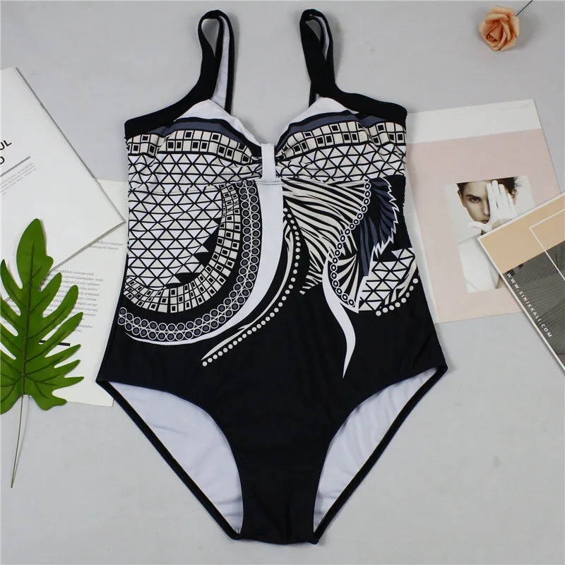 Women's Summer One-Piece Push-Up Lycra Swimsuit With Print