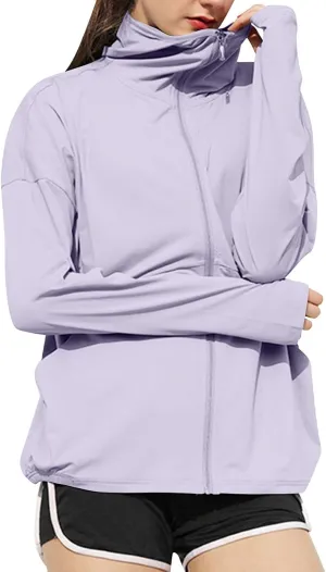 Women's Sun Protection Shirts Athletic Workout Scrub Jacket Track Full Zip Up Sportswear Hiking Outdoor Jacket Shirt