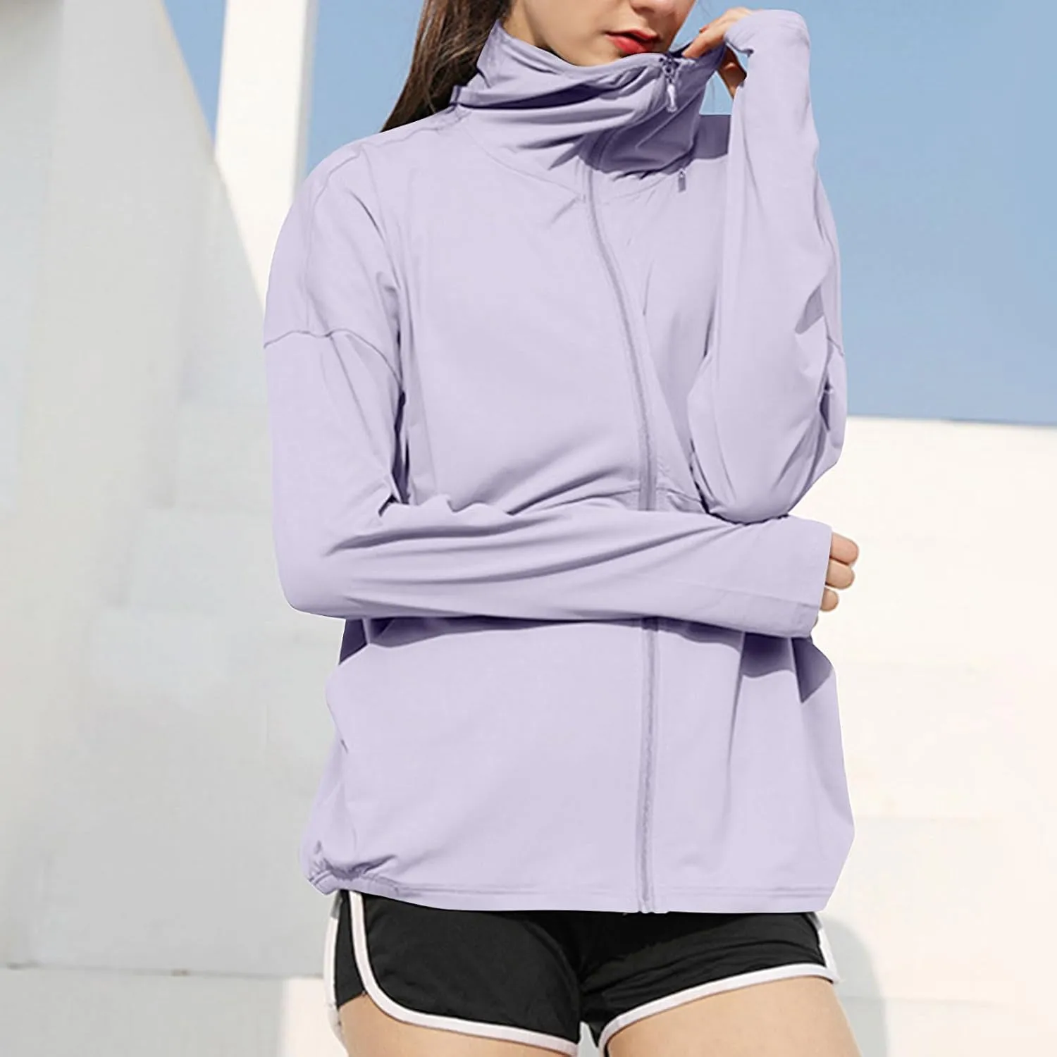 Women's Sun Protection Shirts Athletic Workout Scrub Jacket Track Full Zip Up Sportswear Hiking Outdoor Jacket Shirt