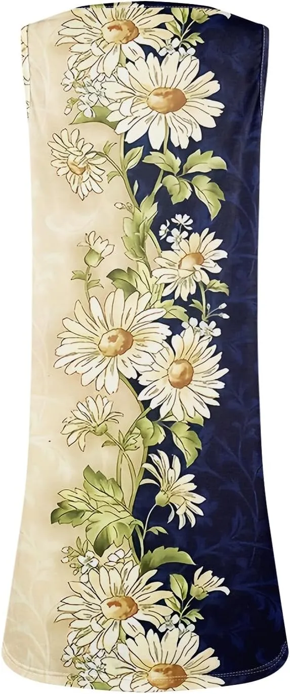 Womens Swim Cover up Button Dowm Casual Floral Beach Dress Summer Vacation Plus Size Tank Dress