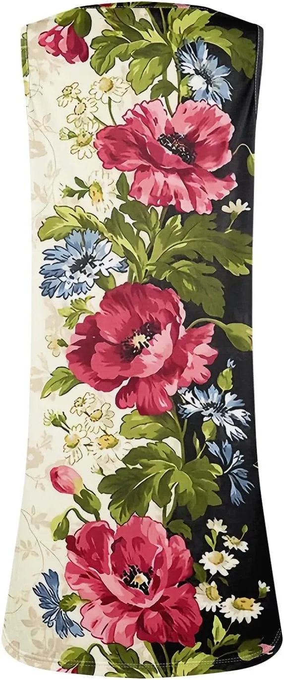 Womens Swim Cover up Button Dowm Casual Floral Beach Dress Summer Vacation Plus Size Tank Dress