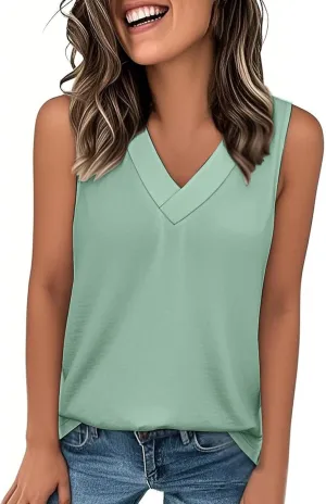 Womens Tank Top 2025 Sleeveless Summer Vacation Beach Tee Shirts Loose Casual Outfits Trendy Clothes