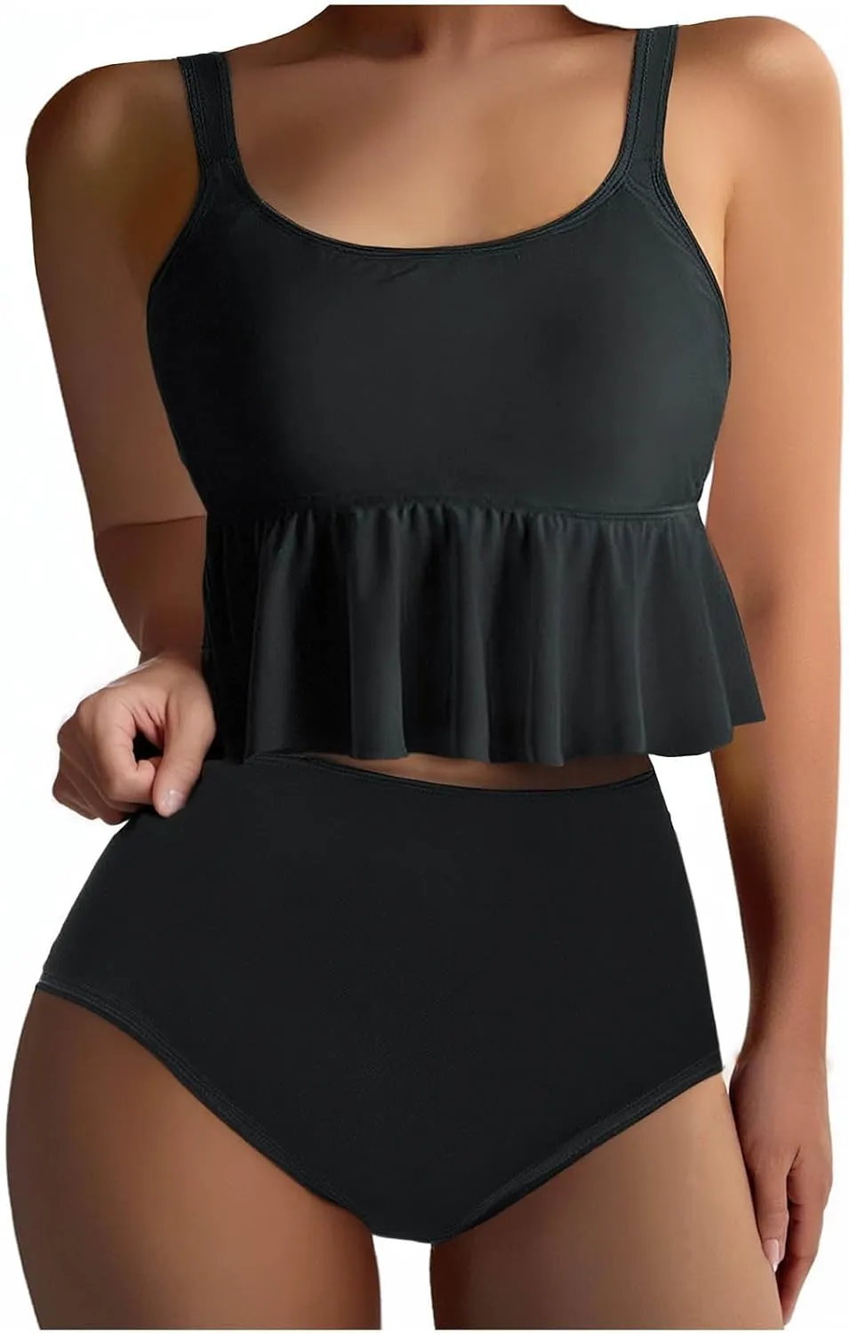 Womens Tankini Set Tropical Hawaii High Waisted Bikini Bathing Suits 2 Piece Swim Tank Top with Boy Shorts Swimsuits