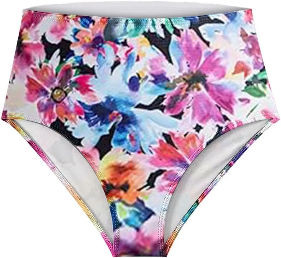 Womens Tankini Set Tropical Hawaii High Waisted Bikini Bathing Suits 2 Piece Swim Tank Top with Boy Shorts Swimsuits