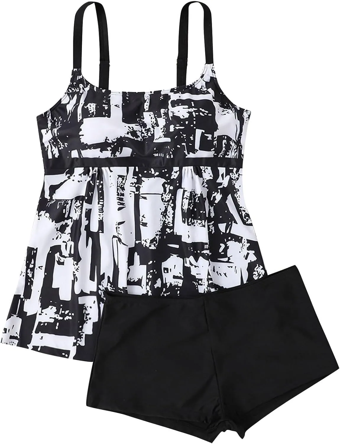 Womens Tankini Swimsuits with Shorts-2025 Summer Two Piece Swimsuit Tummy Control Tankini Bathing Suits Bulit in Bra