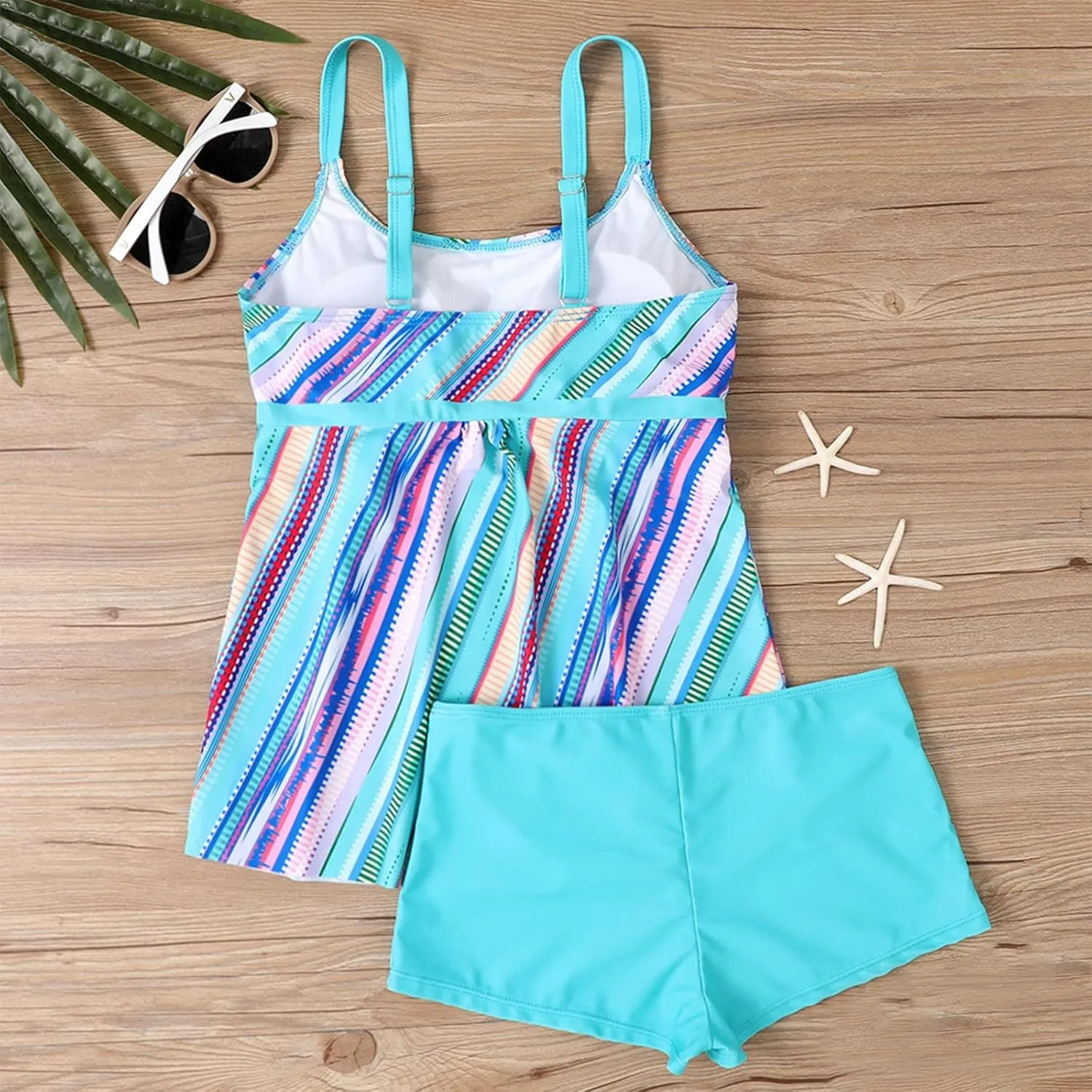 Womens Tankini Swimsuits with Shorts-2025 Summer Two Piece Swimsuit Tummy Control Tankini Bathing Suits Bulit in Bra