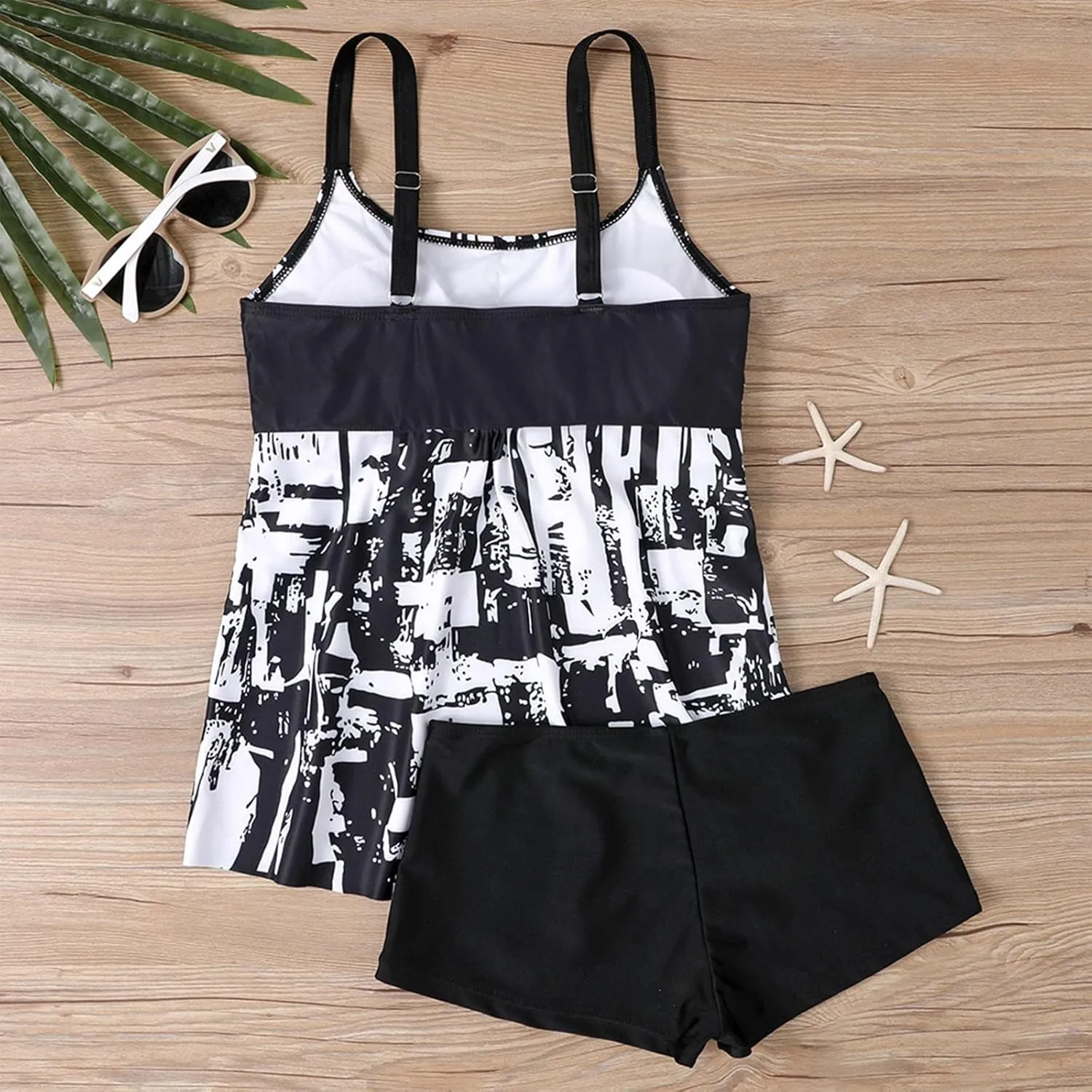 Womens Tankini Swimsuits with Shorts-2025 Summer Two Piece Swimsuit Tummy Control Tankini Bathing Suits Bulit in Bra